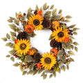 20" Fall Wreath Front Door Pumpkin Sunflower Pine Cones Wall Decor (Brown / 20'')