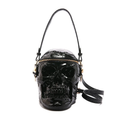 3D Skull Crossbody Bag, Gothic Patent Leather Skeleton Shoulder Purse
