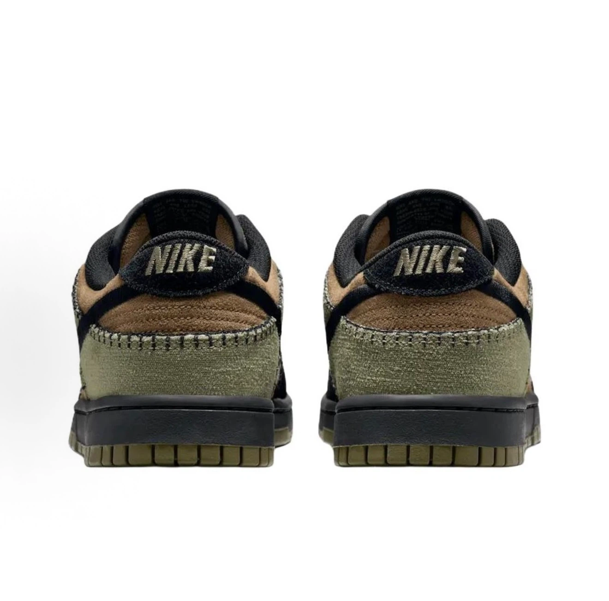 Nike Dunk Low "Military Patchwork" Brown Black Olive Sneakers, Men Halloween Vintage Skate Shoes